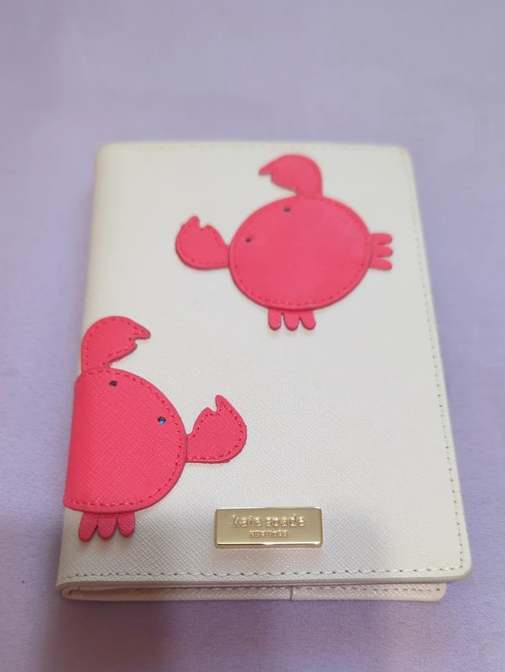 Kate Spade Cream and Red Crab Passport Holder New